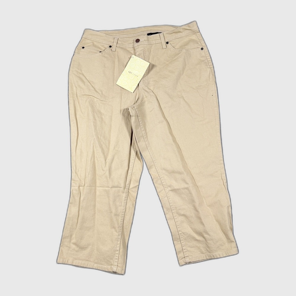 Denim & Co QVC Khaki Tan Capri Crop Pants Womens 18W New With Tags Stretch